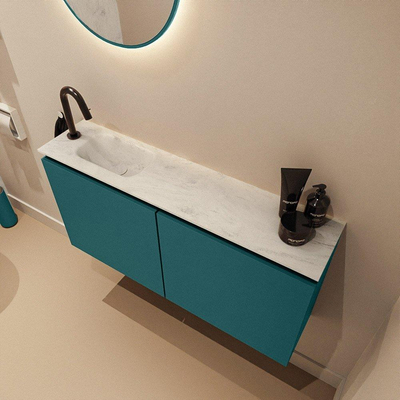 MONDIAZ TURE-DLUX 100cm toiletmeubel Smag. EDEN wastafel Opalo positie links. Met 1 kraangat.