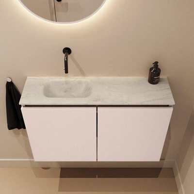 MONDIAZ TURE-DLUX 80cm toiletmeubel Rosee. EDEN wastafel Opalo positie links. Zonder kraangat.