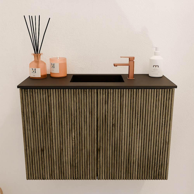 Mondiaz JOYA 60cm toiletmeubel - kleur Dusk - Wastafel FAYE positie Midden 1 kraangat kleur Urban.