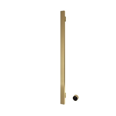 Hotbath &MORE Handdoekradiator - 19x115cm - vierkant - 1 stangen - verticaal - met schakelaar - geborsteld messing PVD