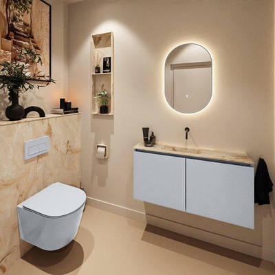 MONDIAZ TURE-DLUX Meuble toilette - 100cm - Clay - EDEN - vasque Frappe - position centrale - sans trou de robinet