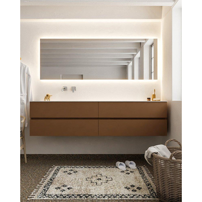 Mondiaz VICA ensemble de meuble de salle de bain - 200cm - meuble sous-vasque repos - 4 tiroirs - lavabo cloud gauche - sans trou de robinet version XL 60cm de haut