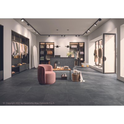 Atlas Concorde Solution carreau mural et de sol - 59.5x59.5cm - 8mm - rectifié - aspect pierre naturelle - Noir