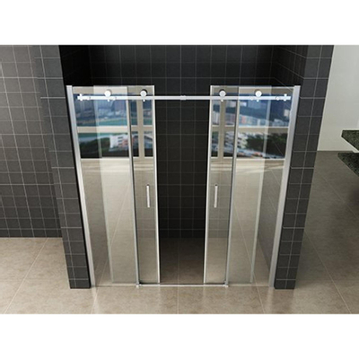 Wiesbaden Porte de douche coulissante pour niche en 4 parties 180x200cm verre Nano 8mm Chrome