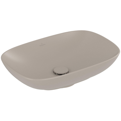 Villeroy & Boch Loop & Friends opzetwastafel - 56x38cm - zonder kraangat - zonder overloop CeramicPlus - mat almond (beige)