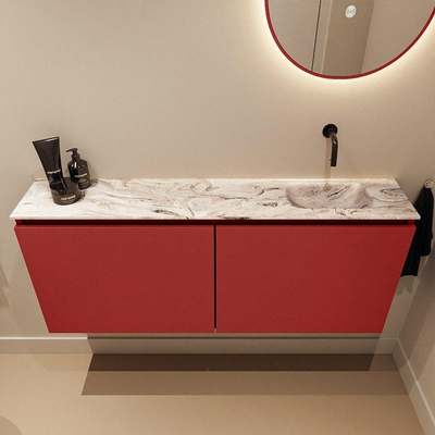 MONDIAZ TURE-DLUX 120cm toiletmeubel Fire. EDEN wastafel Glace positie rechts. Zonder kraangat.