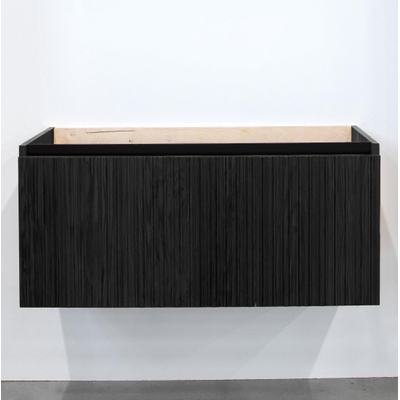 Saniclass Holz Base Badkameronderkast - 100cm - 1 lade - greeploos - zwartbruin