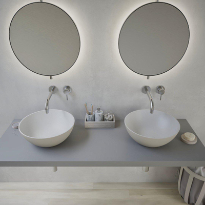 Ideavit Solidthin lavabo 39x39x14.5cm solid surface round matt grey