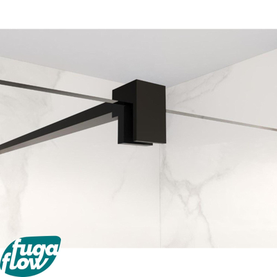 FugaFlow Eccelente Vetro douche à l'italienne salle de bain tige de stabilisation prolongée 200cm détachée avec matériel de fixation - noir mat