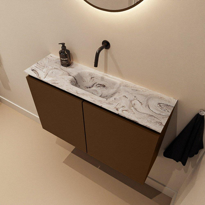 MONDIAZ TURE-DLUX 80cm toiletmeubel Rust. EDEN wastafel Glace positie midden. Zonder kraangat.