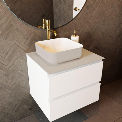 Mondiaz TOP 51 Topblad - 50x51x0.9cm - geschikt voor afdekplaat - Solid surface - Linen