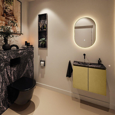 MONDIAZ TURE-DLUX 60cm toiletmeubel Oro. EDEN wastafel Lava positie links. Zonder kraangat.
