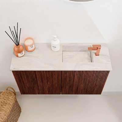 Mondiaz JOYA-DLUX 70cm toiletmeubel - kleur Ruby - Wastafel FAYE positie Rechts 1 kraangat kleur Ostra.