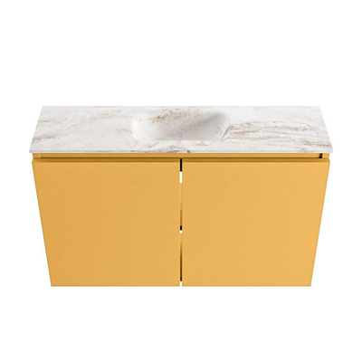 MONDIAZ TURE-DLUX Meuble de toilettes 80 cm Ocher. Lavabo EDEN Frappe position milieu. Avec 1 trou de robinet.