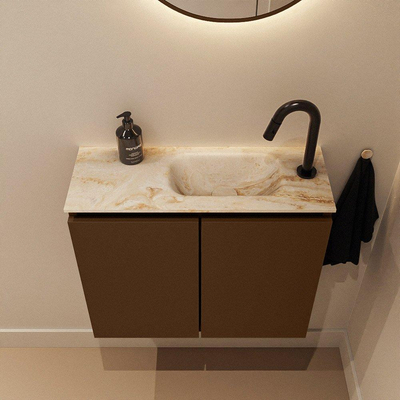MONDIAZ TURE-DLUX 60cm toiletmeubel Rust. EDEN wastafel Frappe positie rechts. Met 1 kraangat.