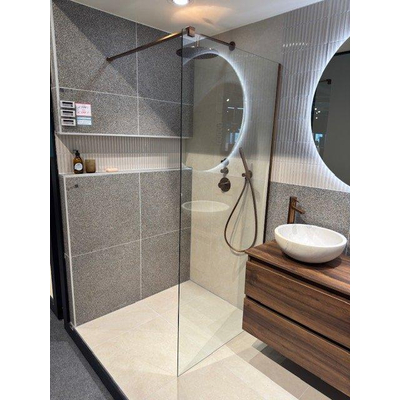 BRAUER Season Inloopdouche set 1 helder glas 90x200 met muurprofiel en lijst rondom koper geborsteld *SHOWROOMMODEL*