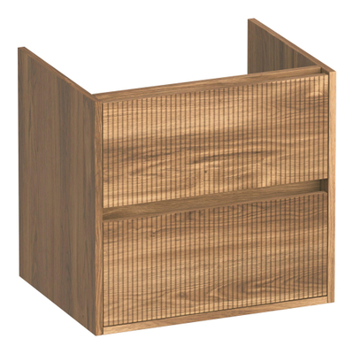 BRAUER Adore Wavy wastafelonderkast 60 2 softclose lades - greeploos - 1 sifon uitsparing - Honey