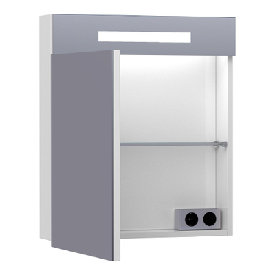 Miroir de toilette BRAUER Promise - 60x70x15cm -- avec éclairage direct 1 porte miroir simple à gauche ouvrant vers la gauche brillant blanc