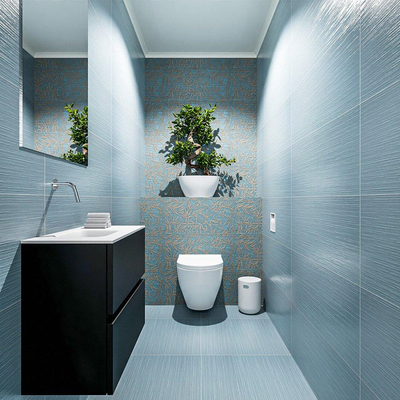 MONDIAZ ADA Toiletmeubel - 60x30x50cm - 0 kraangaten - 2 lades - urban mat - wasbak links - Solid surface - Wit