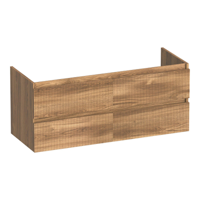 BRAUER Joy Wavy wastafelonderkast 120 4 softclose lades - greeploos - 2 sifon uitsparingen - Honey
