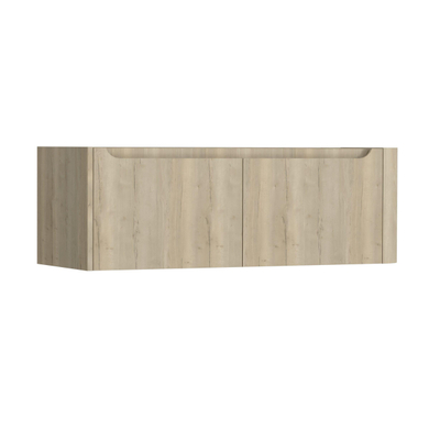 H&R Badmeubelen Juice Meuble sous vasque - 120x45x40cm - angle droit arrondi - 2 tiroirs - poignée intégrée - chêne français