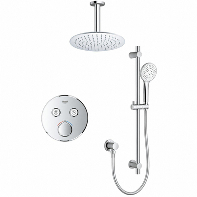Grohe - Adema Rise regendoucheset – Ø20 cm hoofddouche – 20 cm plafondbuis – ronde handdouche – 2 functies – chroom