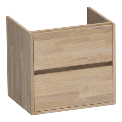BRAUER Adore meuble sous lavabo - 60x46x55cm - 2 tiroirs softclose - sans poignée - 1 découpe pour le siphon - chêne massif - assemblage à dents de scie chêne gris