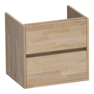 Saniclass Nexxt Wastafelonderkast - 60x46x55cm - 2 greeploze softclose lades - 1 sifonuitsparing - hout - grey oak