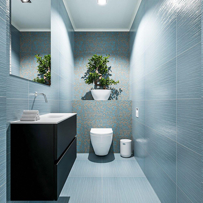MONDIAZ ADA Toiletmeubel 80x30x50cm met 0 kraangaten 2 lades urban mat Wastafel Lex midden Solid Surface Wit