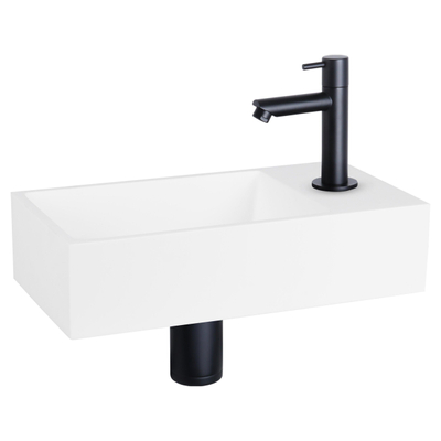 Differnz fonteinset – 36x18.5x9 cm – wit – mat zwarte koudwaterkraan