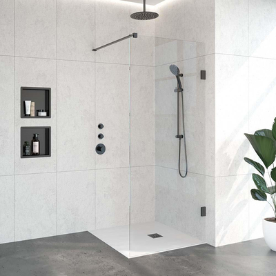 BRAUER Create Douche à l'italienne - 90x200cm - sans profilé - verre de sécurité 8mm - Gunmetal brossé