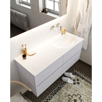 Mondiaz VICA ensemble de meuble de salle de bain - 120cm - meuble sous lavabo cale - 4 tiroirs - lavabo moon droite - sans trou de robinet - miroir LED - version XL 60cm de haut