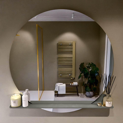 Mondiaz SPOT miroir – Ø 120 cm – avec tablette – Smoke (brun clair)