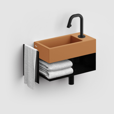Clou Flush 3 fontein 36x18cm met kraangat rechts mat it. zand keram