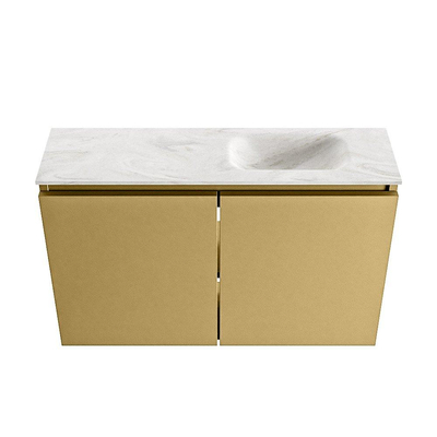 MONDIAZ TURE-DLUX Meuble de WC 80 cm Oro. EDEN lavabo Ostra position droite. Sans trou de robinet.
