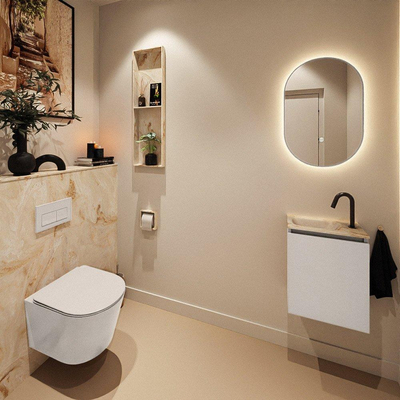 MONDIAZ TURE-DLUX 40cm toiletmeubel Linen. EDEN wastafel Frappe positie links. Met 1 kraangat.