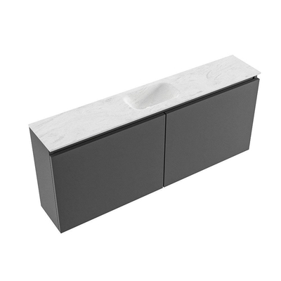 MONDIAZ TURE-DLUX 120cm toiletmeubel Dark Grey. EDEN wastafel Opalo positie midden. Met 1 kraangat.