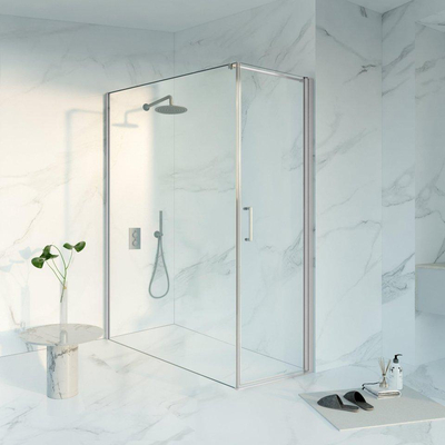 FugaFlow Eccelente Vetro Cabine de douche - 60x180x200 - Profil en verre de sécurité - anti-calcaire - Acier inoxydable brossé PVD (RVS)