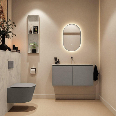 MONDIAZ TURE-DLUX Toiletmeubel - 100cm - Smoke - EDEN - wastafel Opalo - positie midden - Zonder kraangat