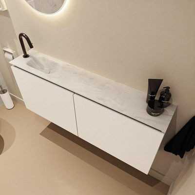 MONDIAZ TURE-DLUX 120cm toiletmeubel Talc. EDEN wastafel Opalo positie links. Met 1 kraangat.