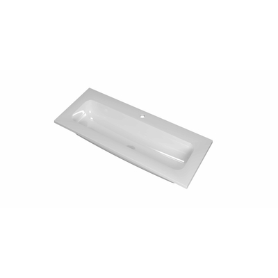 INK Reflekt wastafel - 100x40x1.5cm polystone centraal met 1 kraangat - glans wit
