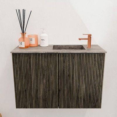 Mondiaz JOYA-DLUX 60cm toiletmeubel - kleur Shadow - Wastafel FAYE positie Rechts 1 kraangat kleur Oza.