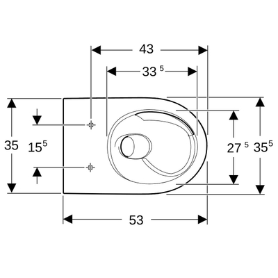 Geberit iCon wandwc diepspoel gesloten vorm turboflush Wit