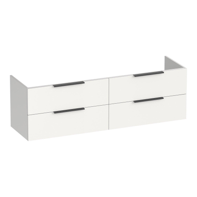 BRAUER Elevate meuble sous-lavabo 160 sans poignées rapportées 4 tiroirs à fermeture douce et 2 découpes pour siphon - blanc mat