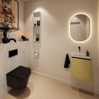 MONDIAZ TURE-DLUX Meuble de toilettes 40 cm Oro. EDEN lavabo Opalo position milieu. Sans trou de robinet.