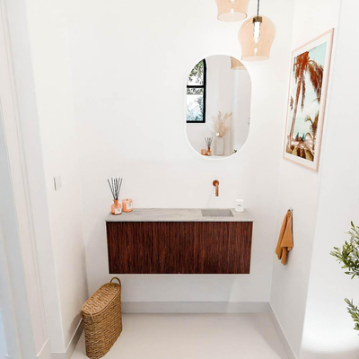Mondiaz JOYA-DLUX 100cm toiletmeubel - kleur Ruby - Wastafel FAYE positie Rechts Zonder kraangat kleur Glace.