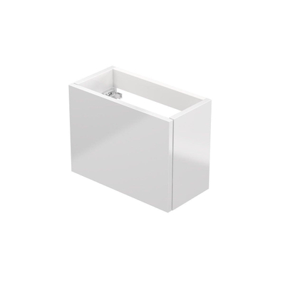INK Versus Meuble sous-lavabo pour lave-mains - 36x18x27cm - 1 porte - ouvrant à gauche et à droite - sans poignée - MDF laqué blanc haute brillance