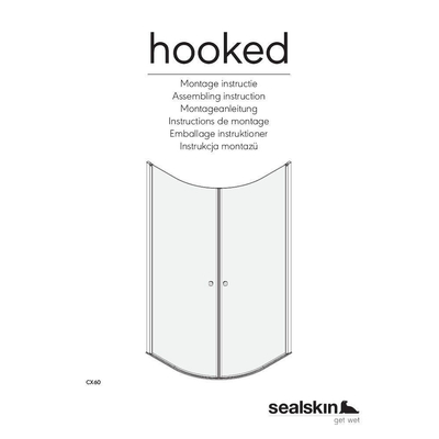 Sealskin Hooked kwartronde douchecabine 90x90cm 6mm veiligheidsglas chroom