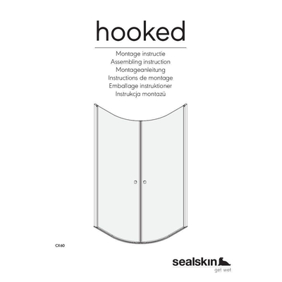 Sealskin Hooked kwartronde douchecabine 90x90cm 6mm veiligheidsglas zilver hoogglans