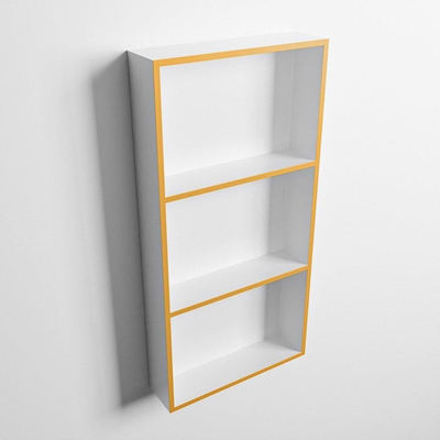 Mondiaz Easy nis 29.5x59.5x8cm voor Inbouw/opbouw 3 open vakken Solid surface Talc/Ocher